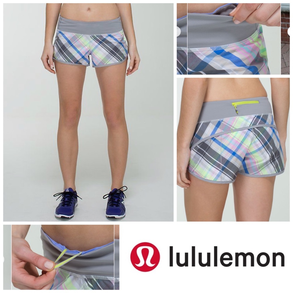 Lululemon Speed Shorts Rad Plaid Lullaby & Grey 10